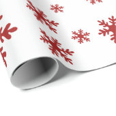 赤い雪の雪の冬のクリスマスホリデー ラッピングペーパー (ロールコーナー)