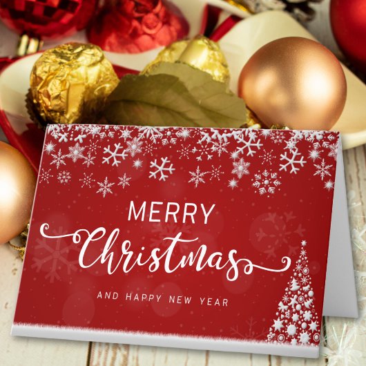 赤い雪エレガント片クリスマスツリー シーズンカード