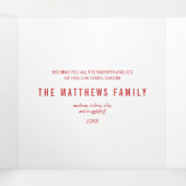 赤い雪モダン片素朴フェスティバル3写真 三つ折りクリスマスカード (内部中)