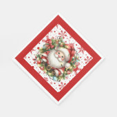 赤い雪片とサンタペーパーナプキン スタンダードランチョンナプキン (角)