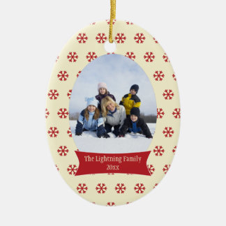赤い雪片のクリスマスの休日の写真のオーナメント セラミックオーナメント