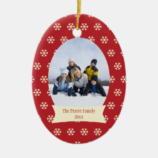 赤い雪片のクリスマスの休日の写真のオーナメント セラミックオーナメント