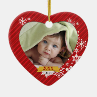 赤い雪片の写真のオーナメント セラミックオーナメント