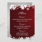 赤い雪片の冬のウェディングメニュー メニュー (正面/裏面)