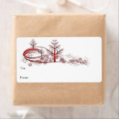 赤い雪片の木のラベル ラベル (インサイチュ)