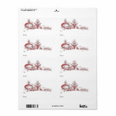 赤い雪片の木のラベル ラベル (フルシート)