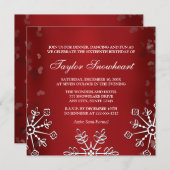 赤い雪片のSWEET SIXTEENの誕生日 招待状 (正面/裏面)