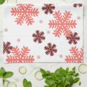赤い雪片クリスマスパターン雪パターンdes キッチンタオル (折り畳み)