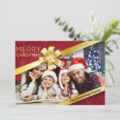 赤い雪片クリスマスフォトホリデーカード シーズンカード (スタンド正面)