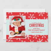 赤い雪片パターンホリデーカード シーズンカード (正面)