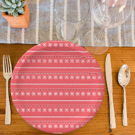 赤い雪片パターン ペーパープレート