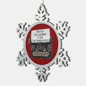 赤い雪片フレームのタイプライターのクリスマスオーナメント スノーフレークピューターオーナメント (右)