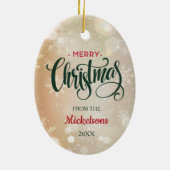 赤い雪片ミトンがクリスマスグーディーと共に セラミックオーナメント (裏面)