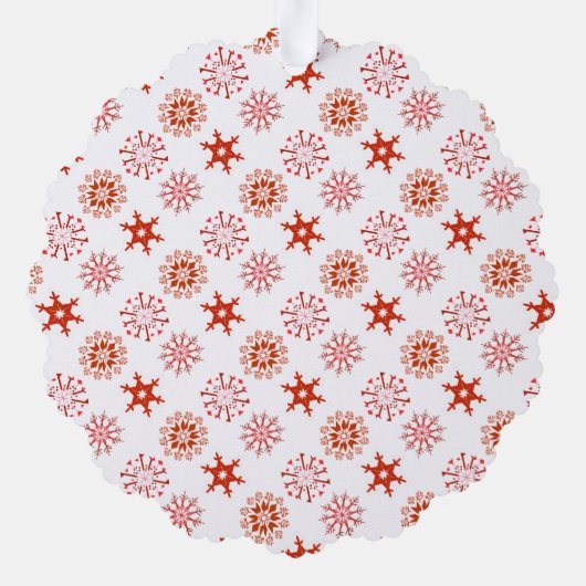 赤い雪片メリークリスマスファミリー2枚の写真 オーナメントカード (裏面)