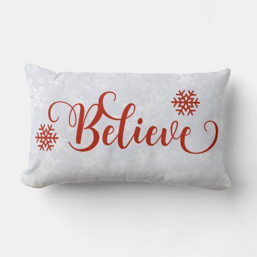 赤い雪片信じ枕 ランバークッション (正面)