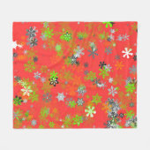 赤い雪片 フリースブランケット (正面(横))