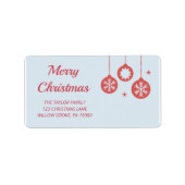 赤い雪素朴片のクリスマスラベル ラベル (正面)
