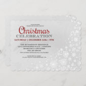 赤い雪霜の降りた片クリスマスパーティの招待状 招待状 (正面/裏面)