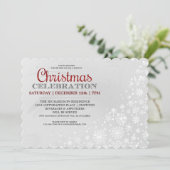 赤い雪霜の降りた片クリスマスパーティの招待状 招待状 (スタンド正面)