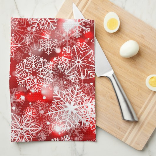 赤い雪 キッチンタオル (四つ折り)