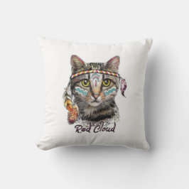 赤い雲のかわいい猫 クッション