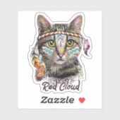 赤い雲のかわいい猫 シール (シート)