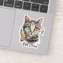 赤い雲のかわいい猫