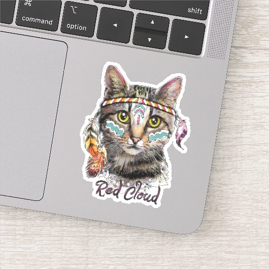 赤い雲のかわいい猫 シール (詳細)
