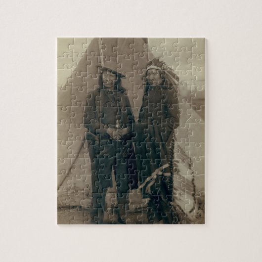 赤い雲のアメリカの馬のヴィンテージのネイティブアメリカン ジグソーパズル (縦)