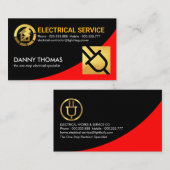 赤い電力曲線金ゴールドプラグゲージ 名刺 (正面/裏面)