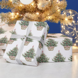 赤い電球のクリスマスツリー ラッピングペーパー