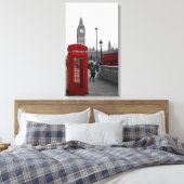 赤い電話ボックスとロンドン赤バス キャンバスプリント (インサイチュ (寝室))