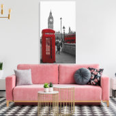 赤い電話ボックスとロンドン赤バス キャンバスプリント (インサイチュ (リビング))