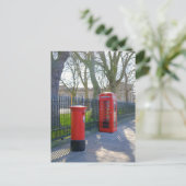 赤い電話ボックス、グリニッジ・ロンドンUKポストカード ポストカード (スタンド正面)