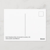 赤い電話ボックス、グリニッジ・ロンドンUKポストカード ポストカード (裏面)