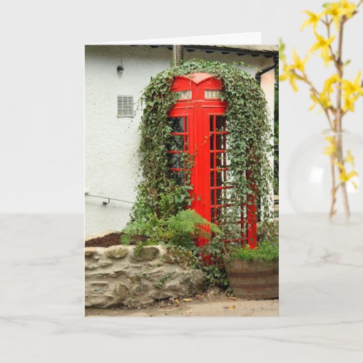 赤い電話箱 カード (黄色い花)