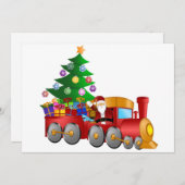 赤い電車のサンタとトナカイ、ギフトカード付き シーズンカード (正面/裏面)