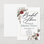 赤い霧の中のエレガントな水彩花のデザイン 招待状 (正面/裏面)