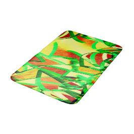 赤い霧雨の像に緑がかった筋が付く バスマット