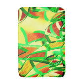 赤い霧雨の像に緑がかった筋が付く バスマット (正面縦)