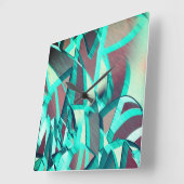 赤い霧雨の画像にシアンまたは青の縞が付いている スクエア壁時計 (傾斜)