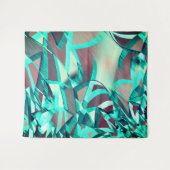 赤い霧雨の画像にシアンまたは青の縞が付いている タペストリー (正面(横))