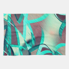 赤い霧雨の画像に青またはシアンのストリーク キッチンタオル