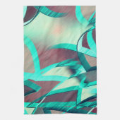 赤い霧雨の画像に青またはシアンのストリーク キッチンタオル (縦)