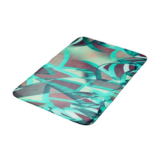 赤い霧雨の画像に青またはシアンのストリーク バスマット (アングル)