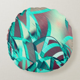 赤い霧雨の画像に青またはシアンのストリーク ラウンドクッション