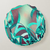 赤い霧雨の画像に青またはシアンのストリーク ラウンドクッション (裏面)