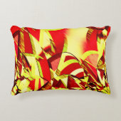 赤い霧雨の画像に黄色の縞がある アクセントクッション (正面)