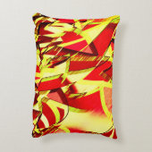 赤い霧雨の画像に黄色の縞がある アクセントクッション (裏面(縦))