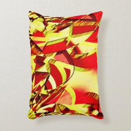 赤い霧雨の画像に黄色の縞がある アクセントクッション